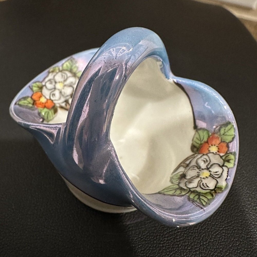 Vintage Noritake Miniature Basket 2.25 Inch Floral Hand Painted Japan Signed - Picture 2 of 9